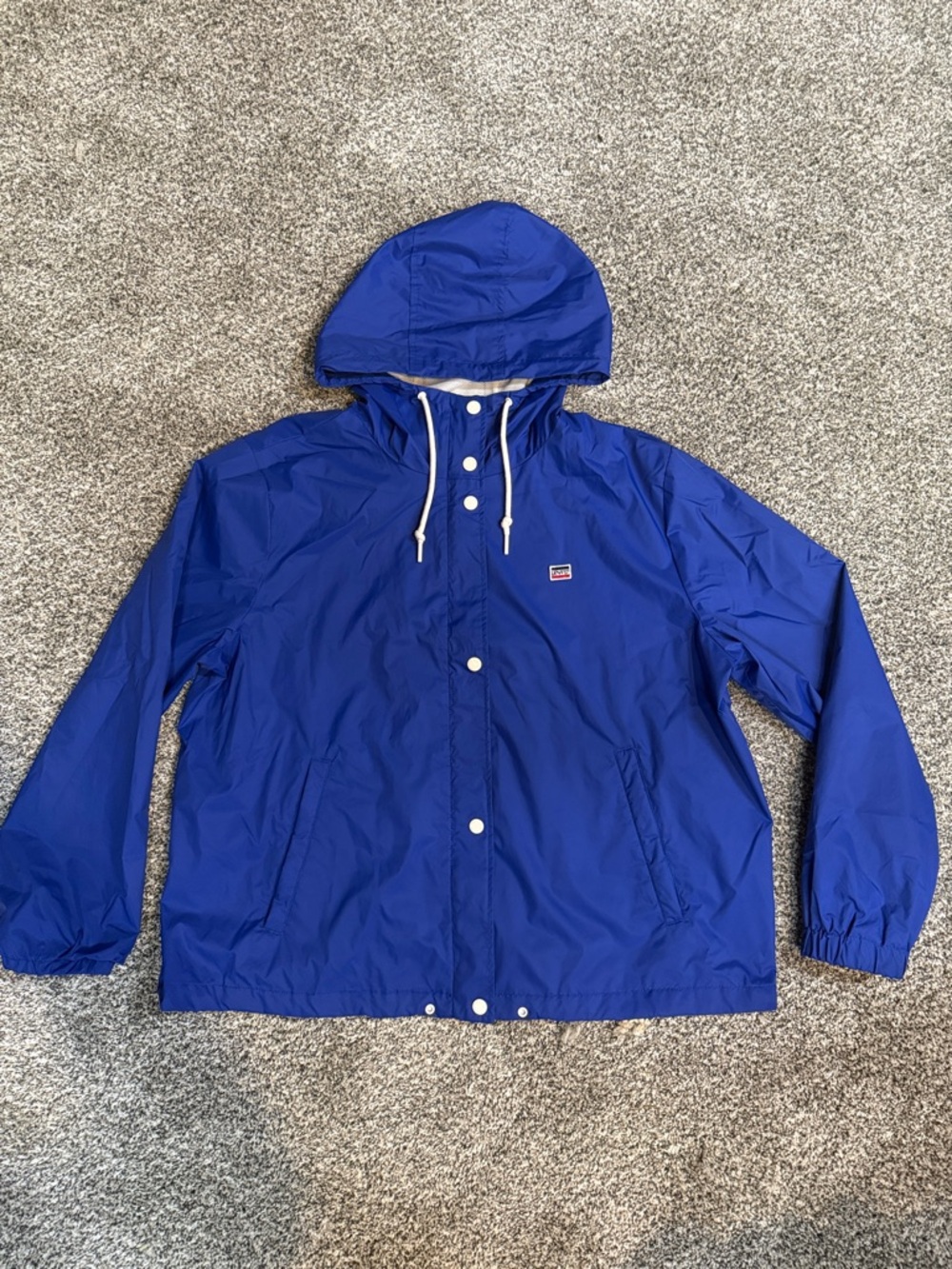 Levi’s Blue Hooded Windbreaker Jacket Mesh Lined XXL Lightweight Coat